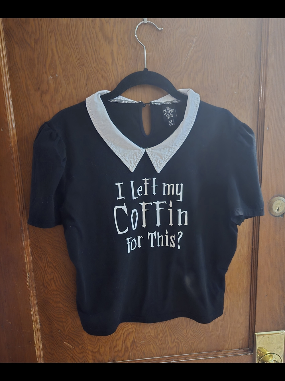 Black 'I Left My Coffin For This?' Collared Tee